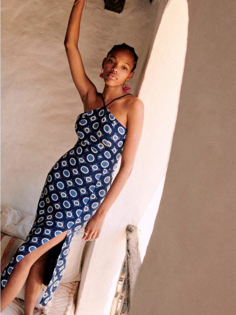 Sezane Enea Crochet Halter Dress